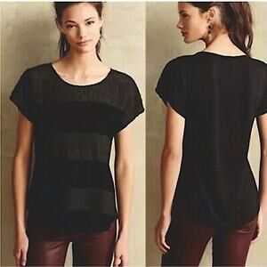 NWT ANTHROPOLOGIE DOLAN 
Women’s Lace and Velvet Black Striped Top sm.